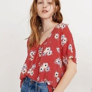 Madewell Red Floral Blouse
